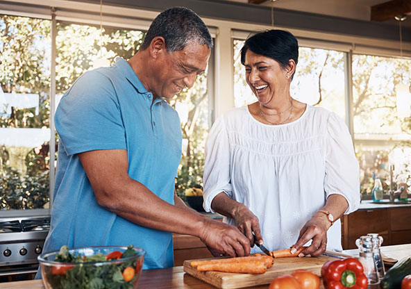 Preparing and making food for a heart healthy diet. 