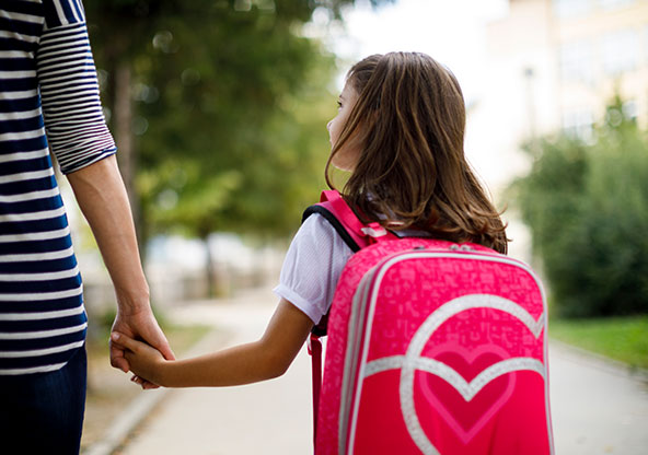 Girl walking to school